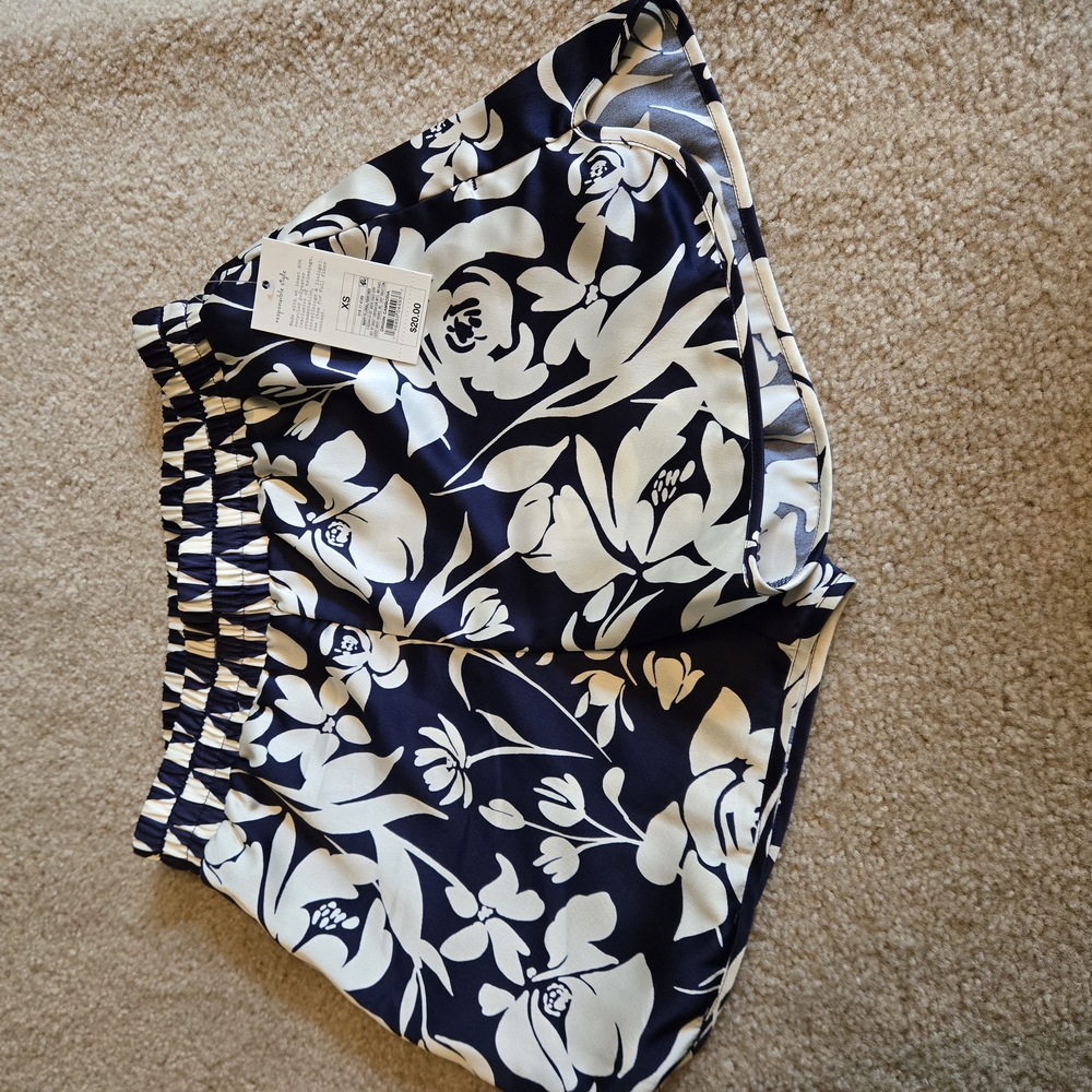 Floral Navy and White Shorts